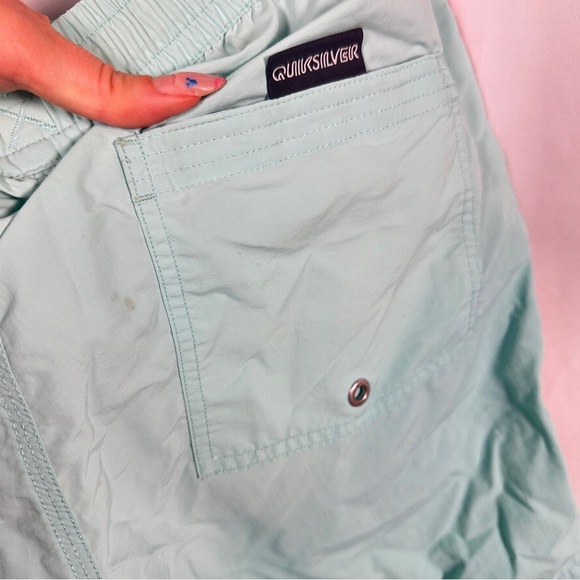 Quiksilver Retro Swim Trunks — Aqua w/ Rainbow Stripe (M) Surf Board Shorts - Picture 11 of 14